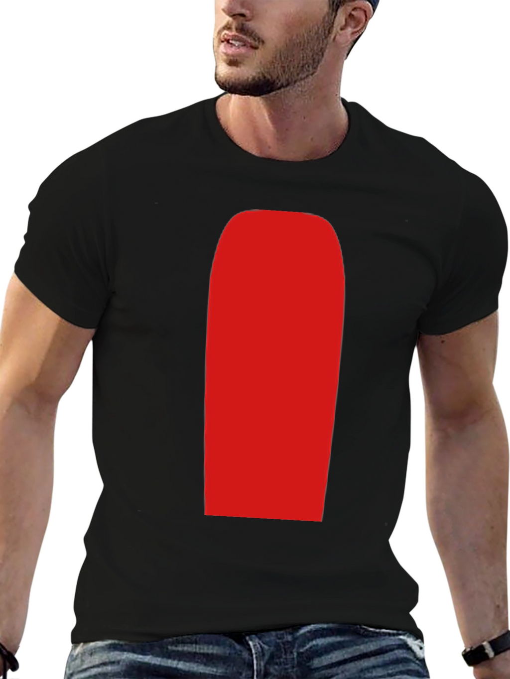 Mens Black T-Shirt with Red Rectangle Graphic
