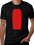 Mens Black T-Shirt with Red Rectangle Graphic