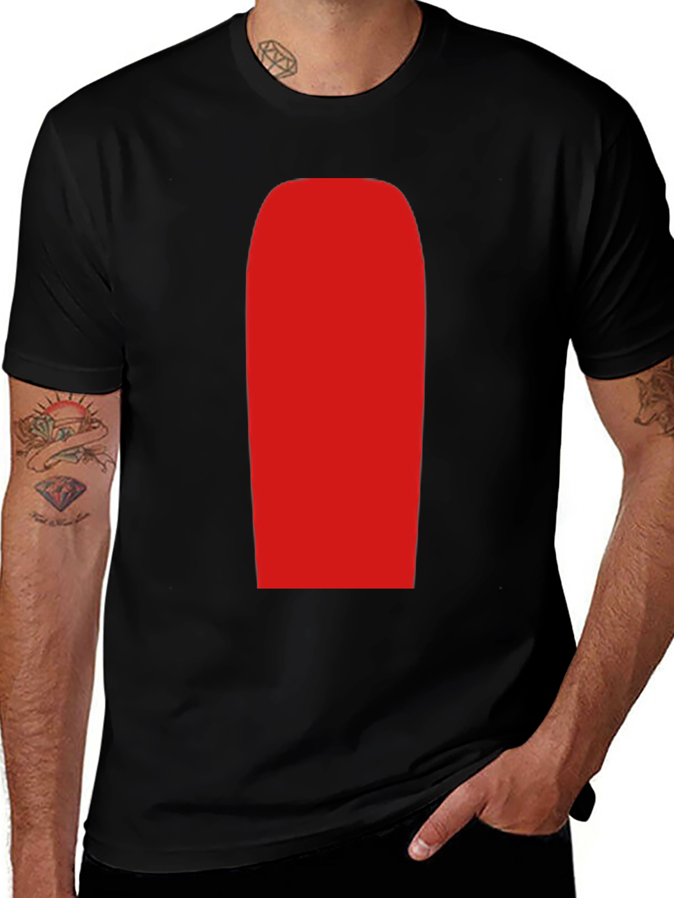 Mens Black T-Shirt with Red Rectangle Graphic