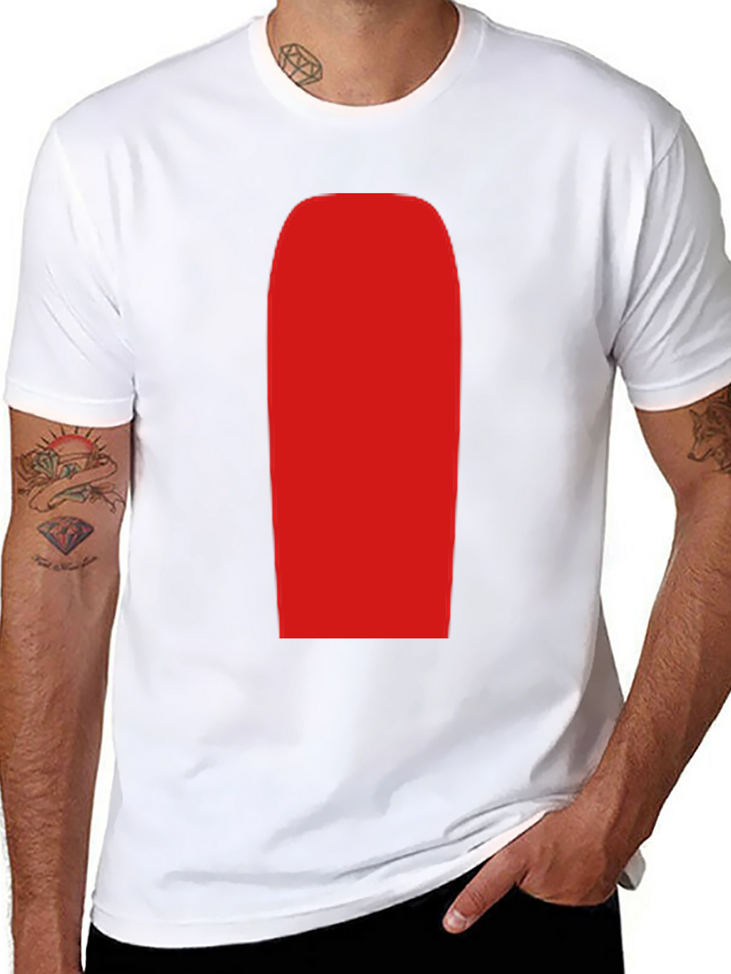 Mens Black T-Shirt with Red Rectangle Graphic