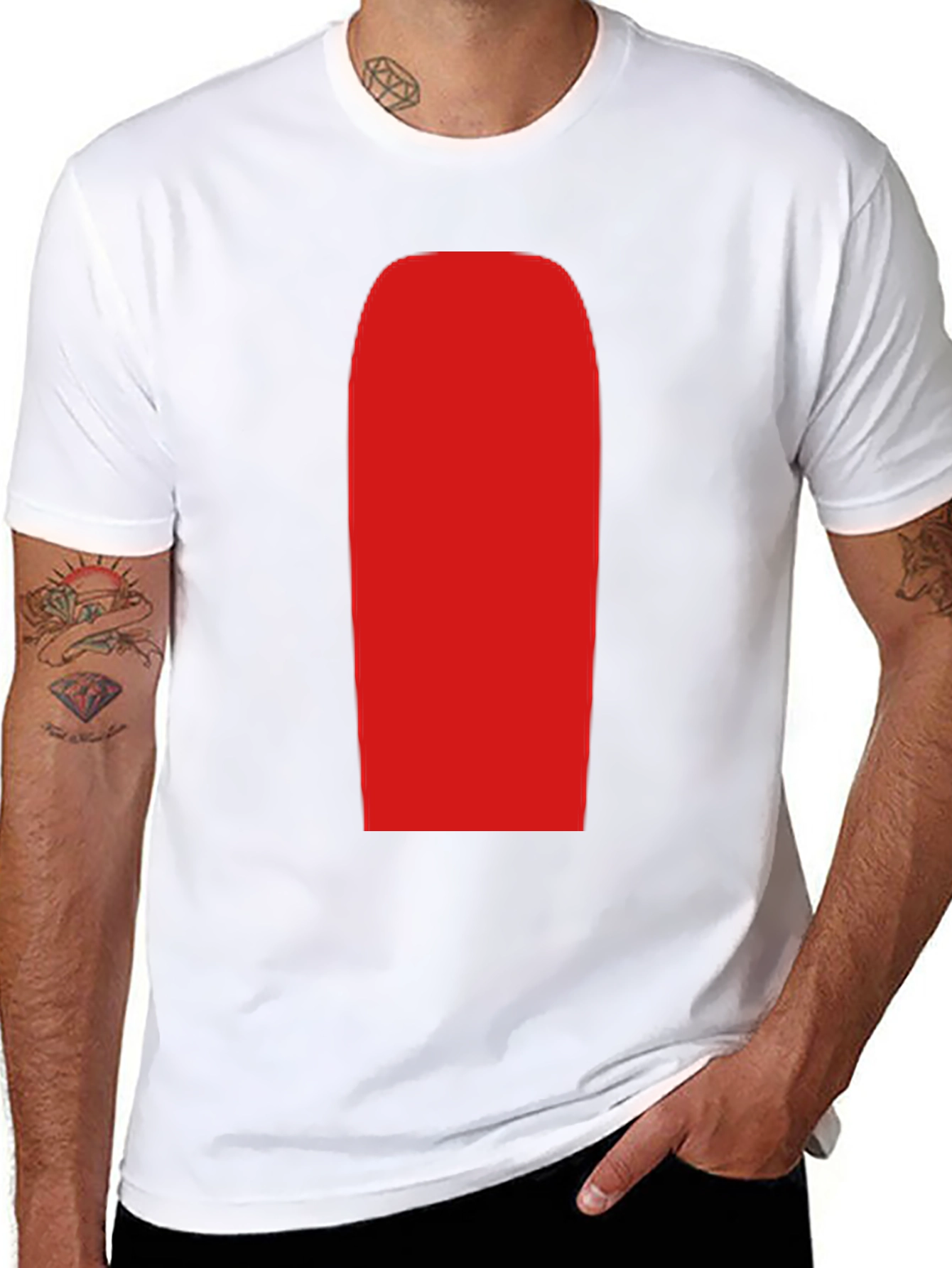 Mens Black T-Shirt with Red Rectangle Graphic
