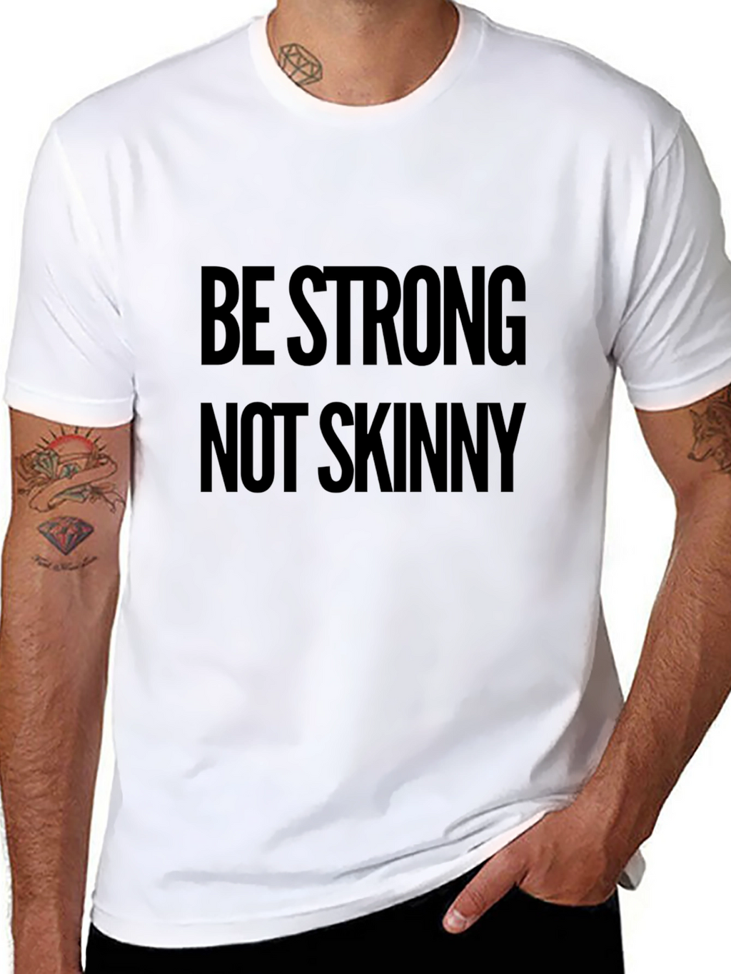 Be Strong Not Skinny Black Graphic T-Shirt