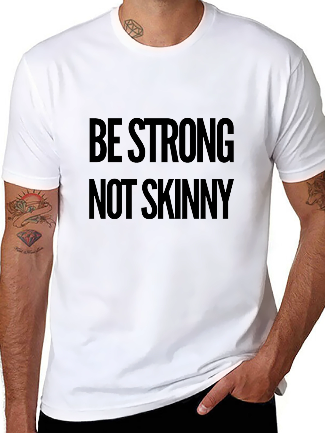 Be Strong Not Skinny Black Graphic T-Shirt