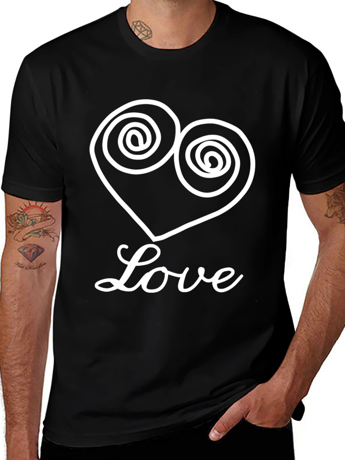Love Heart Graphic Tee - Stylish Black T-Shirt