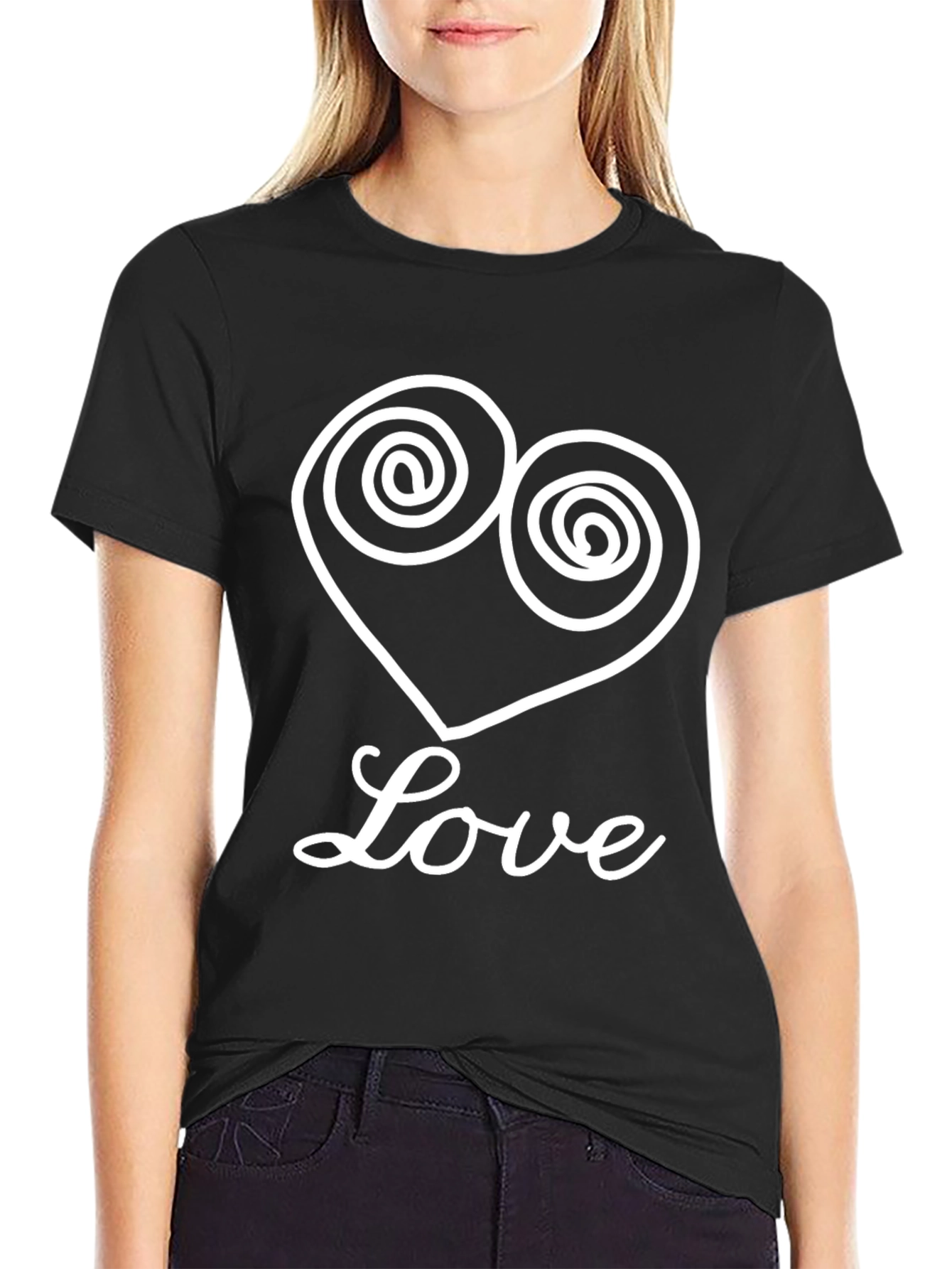 Love Heart Graphic Tee - Stylish Black T-Shirt