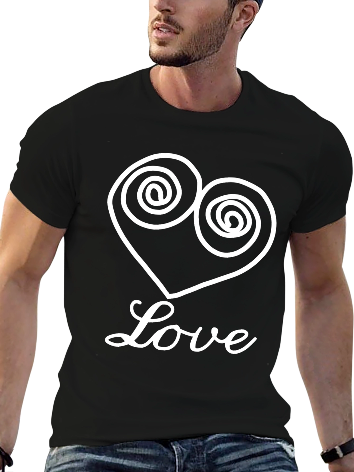 Love Heart Graphic Tee - Stylish Black T-Shirt
