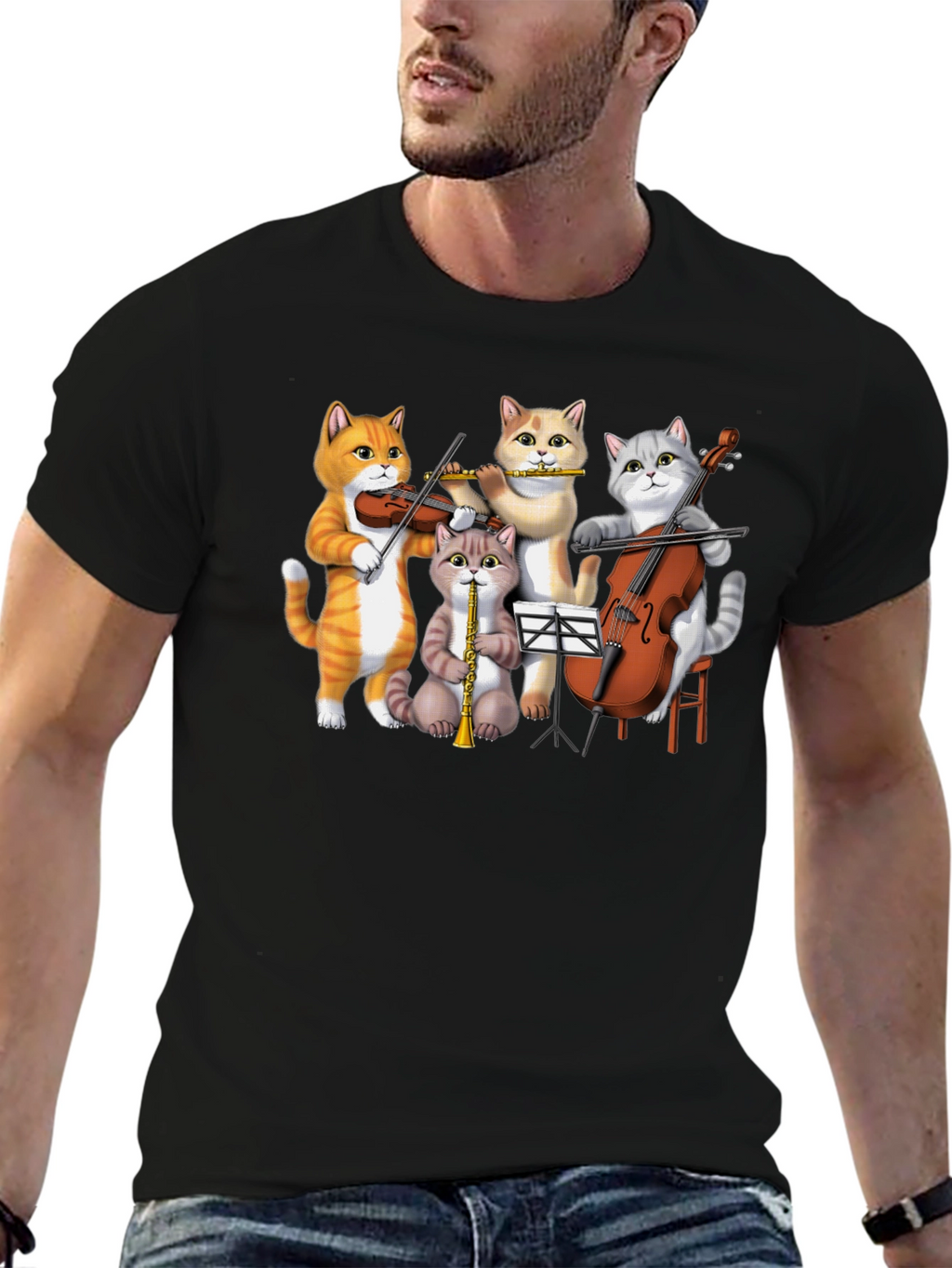 Cat Orchestra T-Shirt: Musical Felines Tee