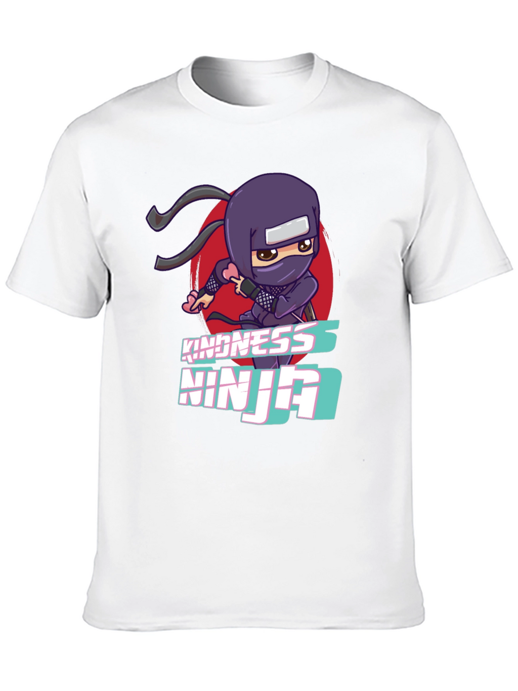 Kindness Ninja Black T-Shirt - Cute Cartoon Design