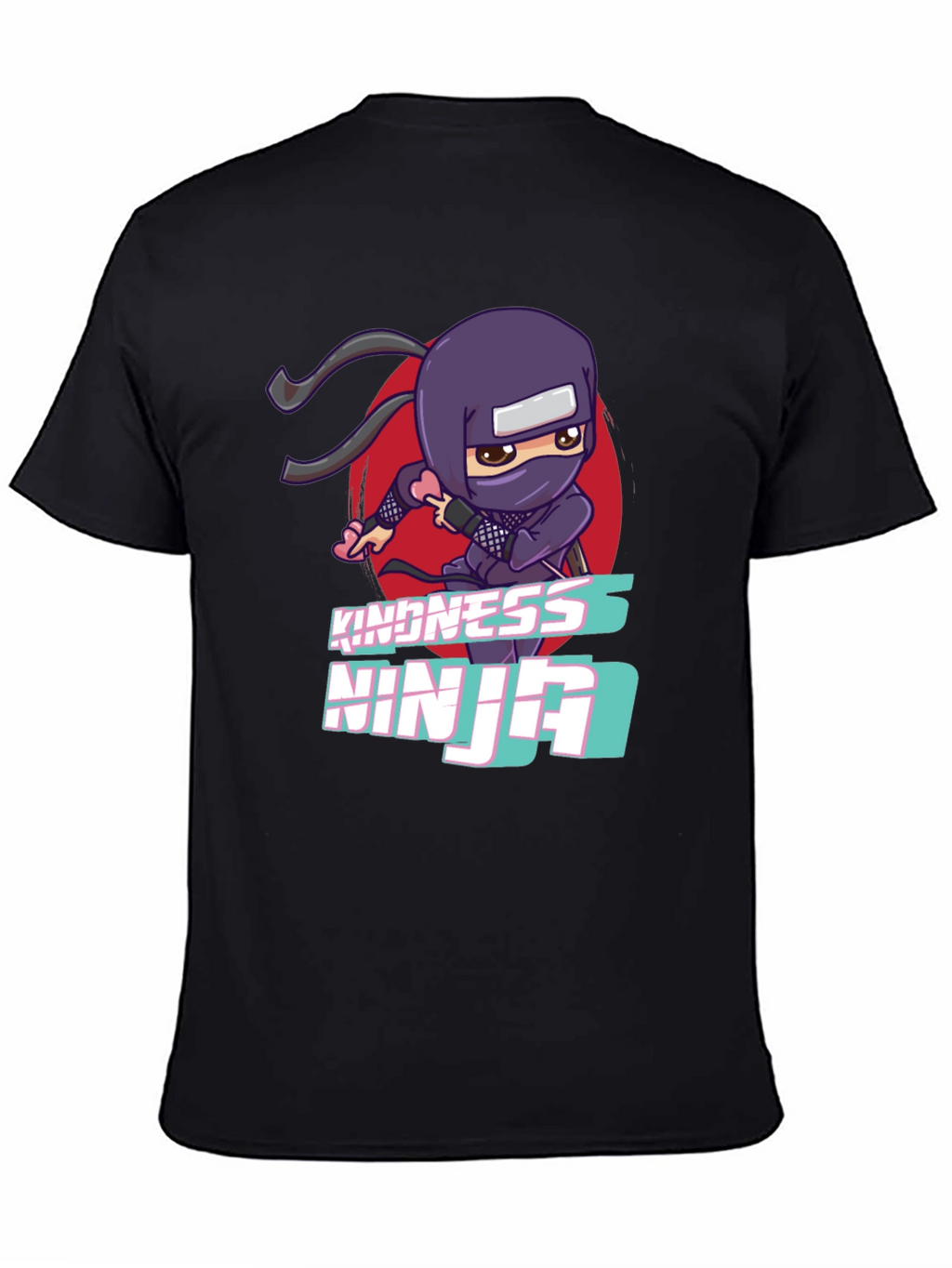 Kindness Ninja Black T-Shirt - Cute Cartoon Design