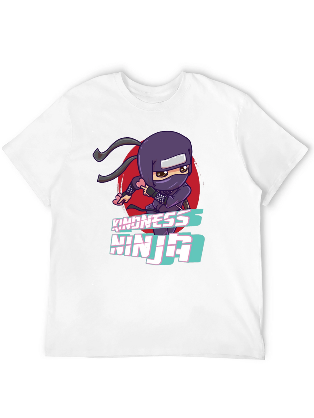 Kindness Ninja Black T-Shirt - Cute Cartoon Design