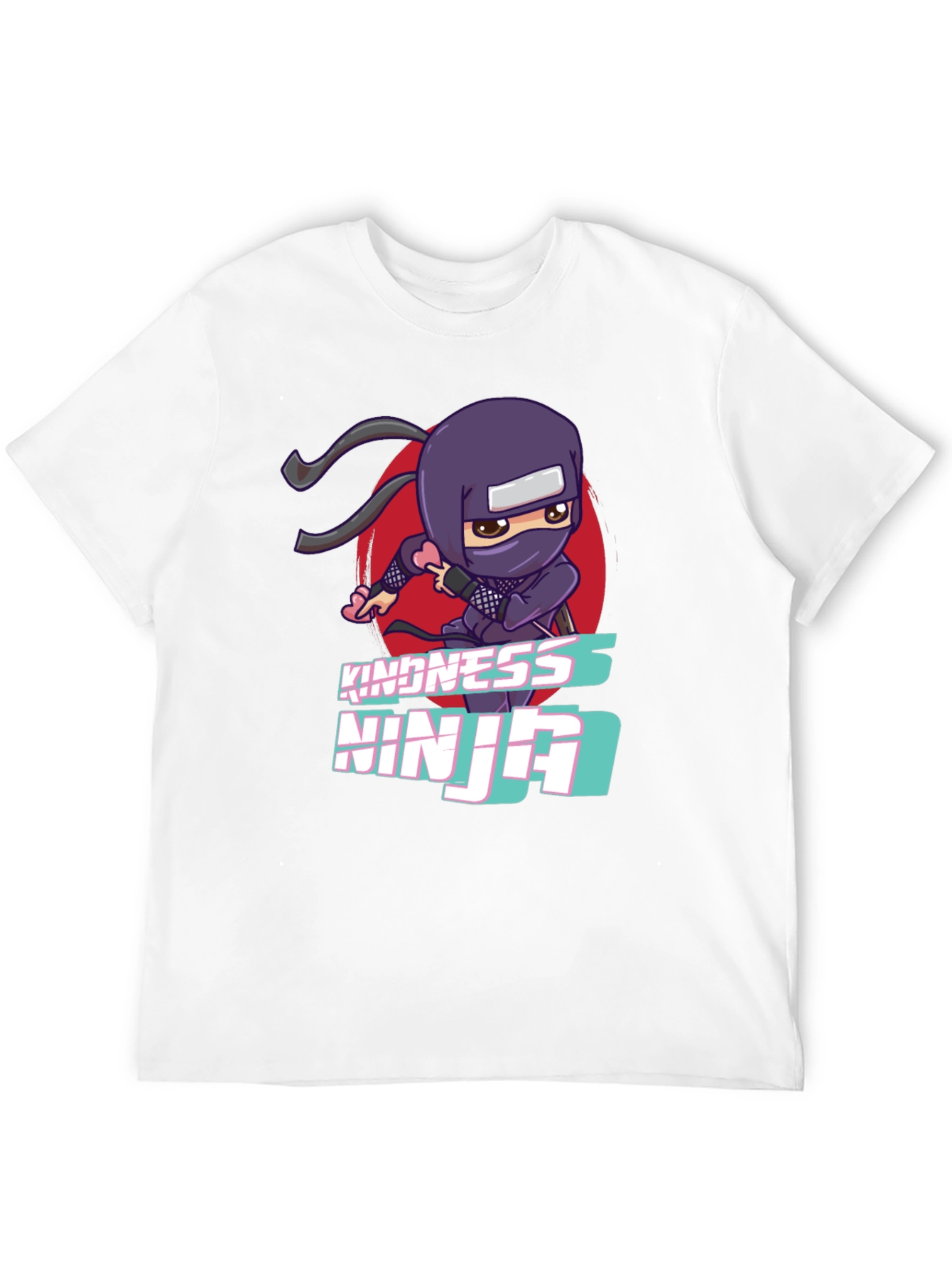 Kindness Ninja Black T-Shirt - Cute Cartoon Design