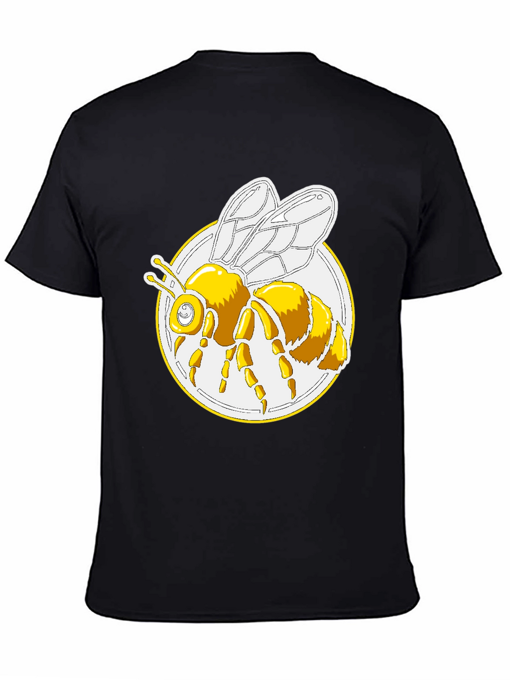 Bee Graphic T-Shirt - Round Design Black Cotton