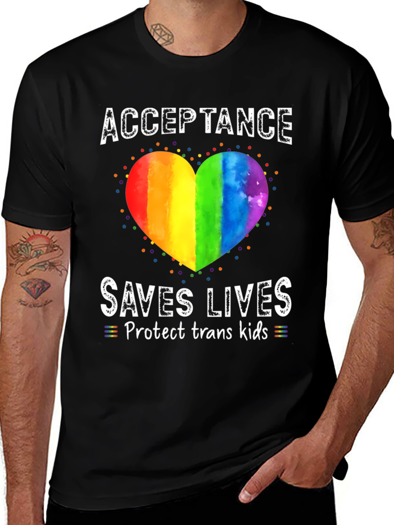 Acceptance Saves Lives Rainbow Heart T-Shirt