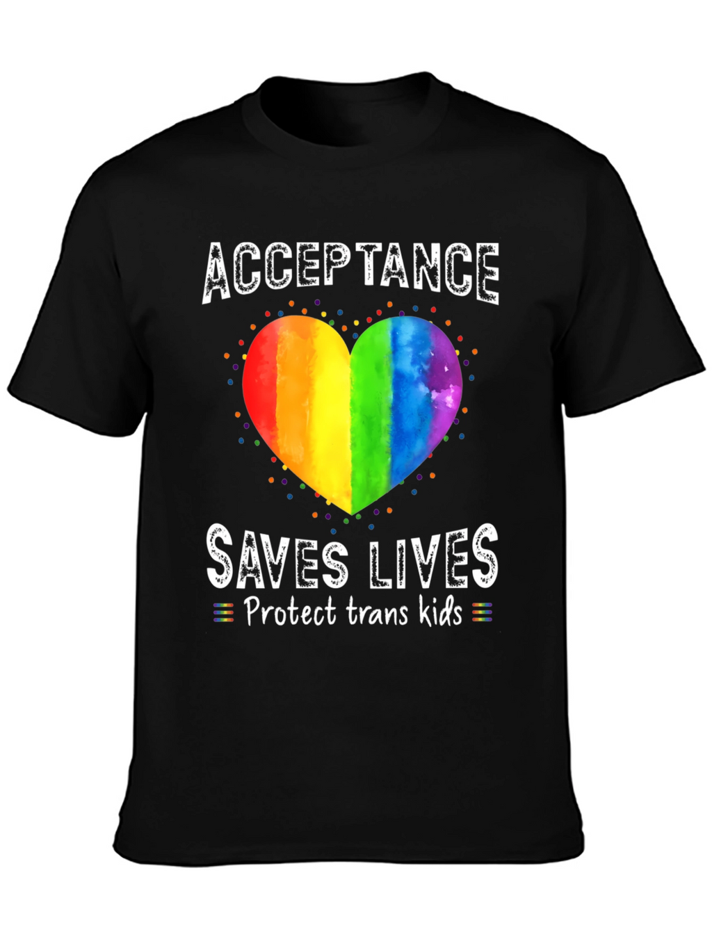 Acceptance Saves Lives Rainbow Heart T-Shirt