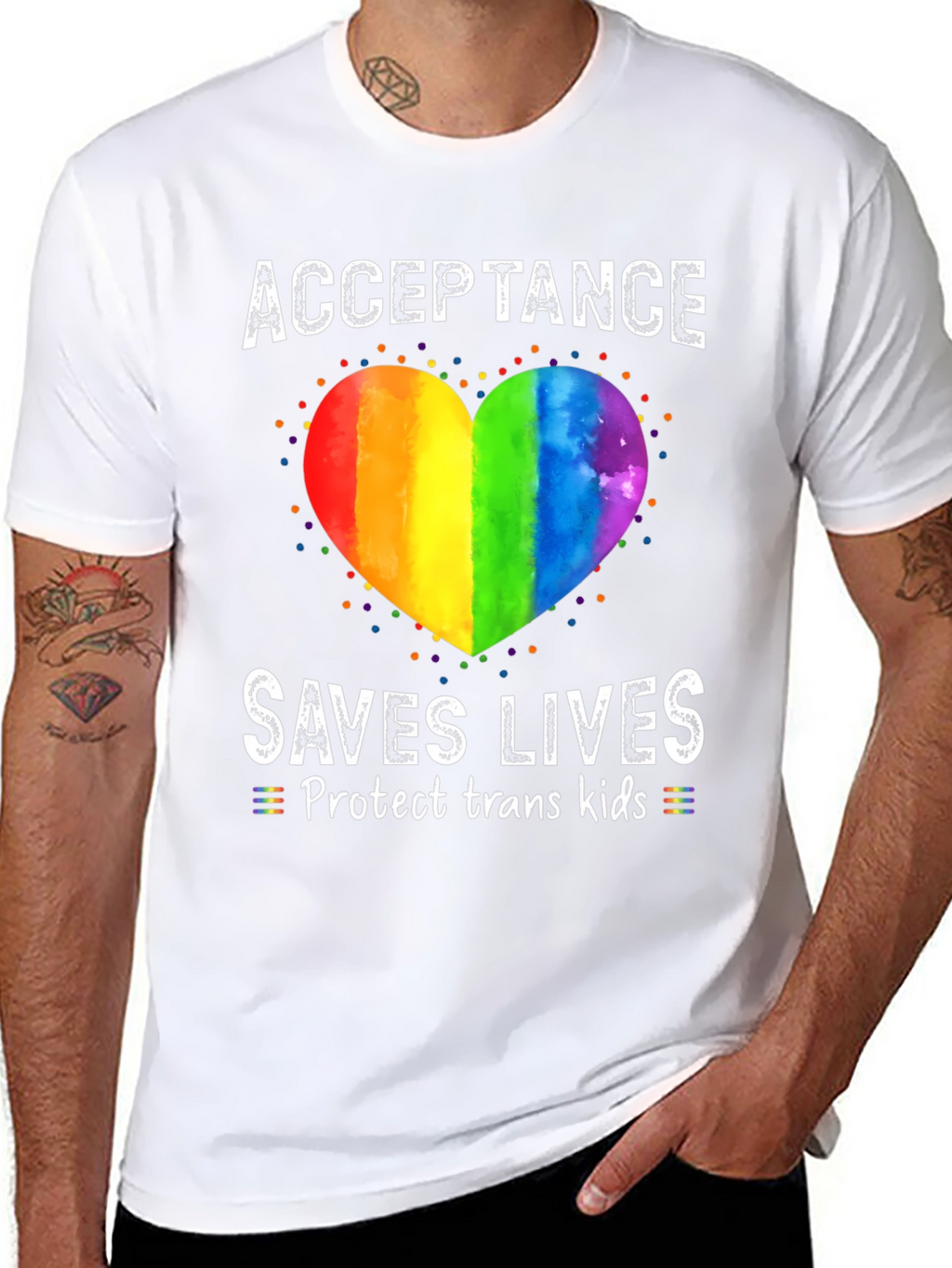 Acceptance Saves Lives Rainbow Heart T-Shirt