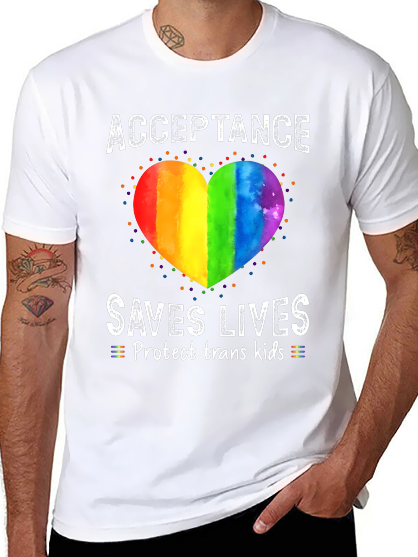 Acceptance Saves Lives Rainbow Heart T-Shirt