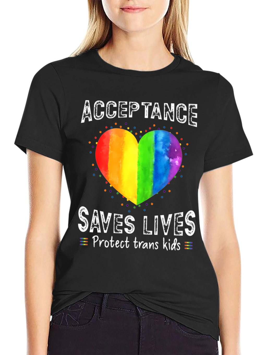 Acceptance Saves Lives Rainbow Heart T-Shirt