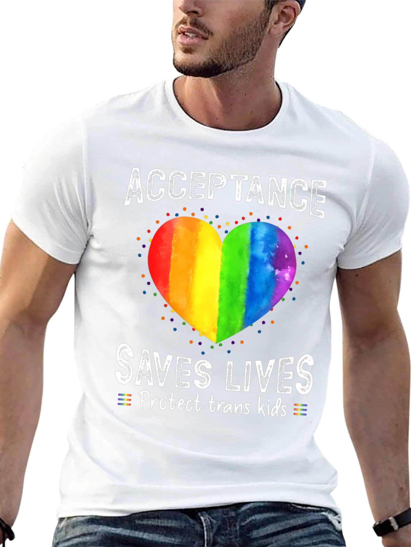 Acceptance Saves Lives Rainbow Heart T-Shirt