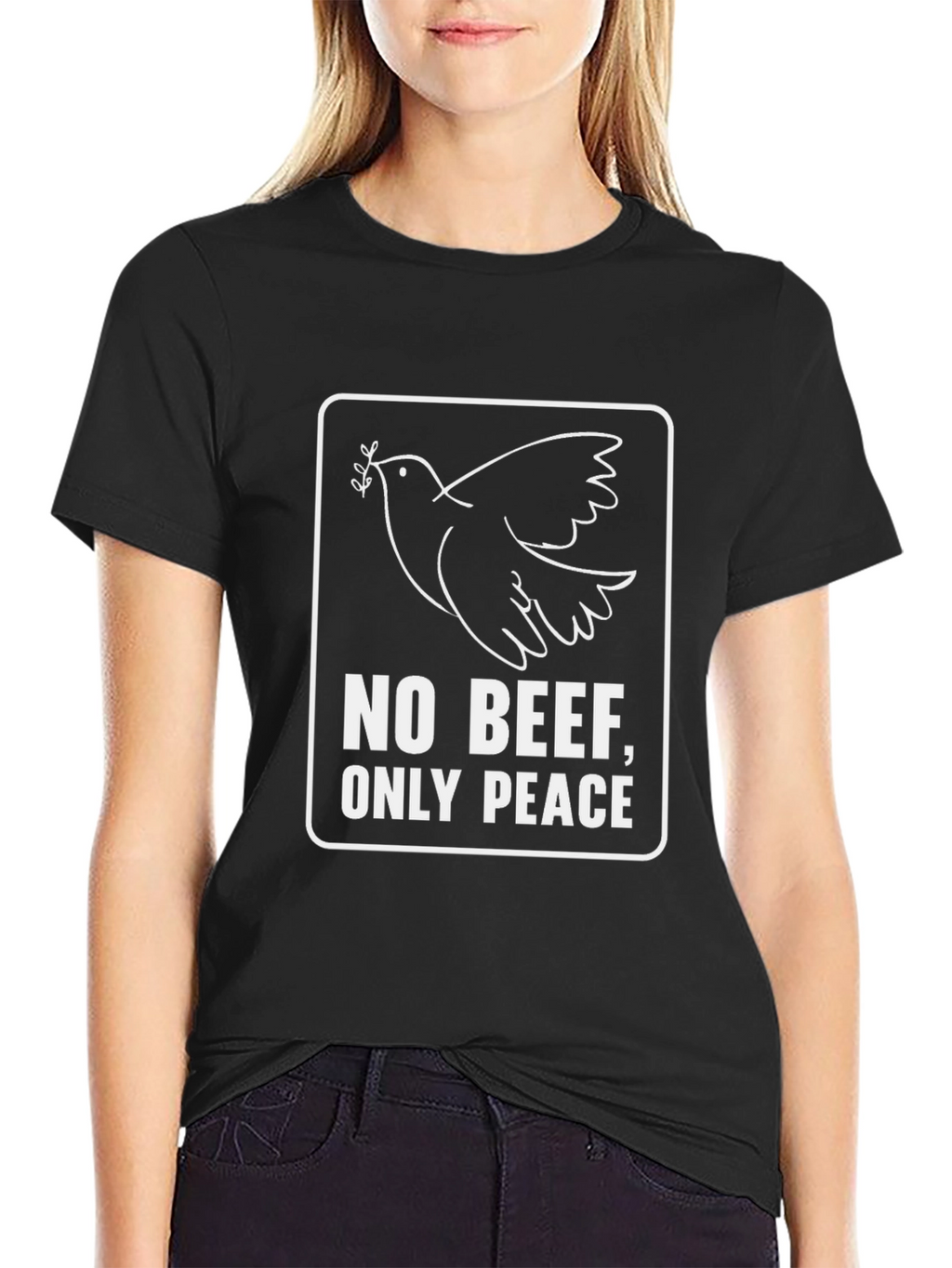 No Beef Only Peace Dove Graphic T-Shirt