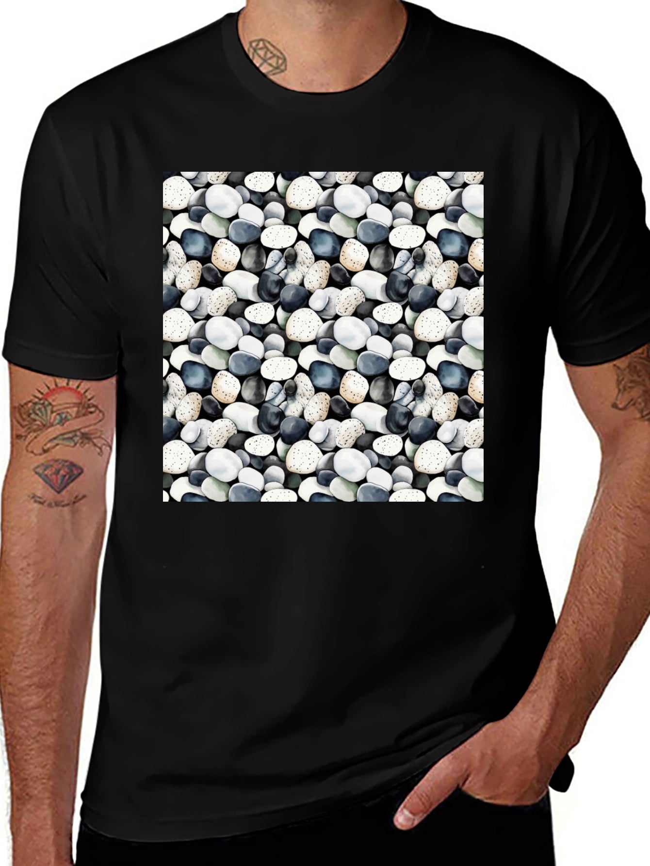 Pebble Print Black Casual Tee