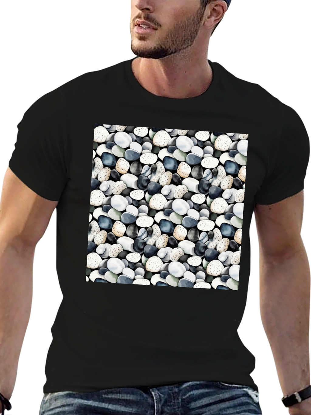 Pebble Print Black Casual Tee