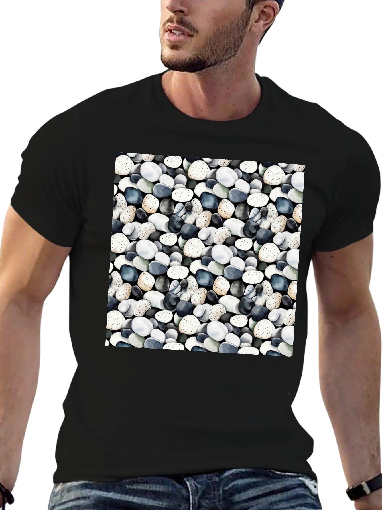 Pebble Print Black Casual Tee