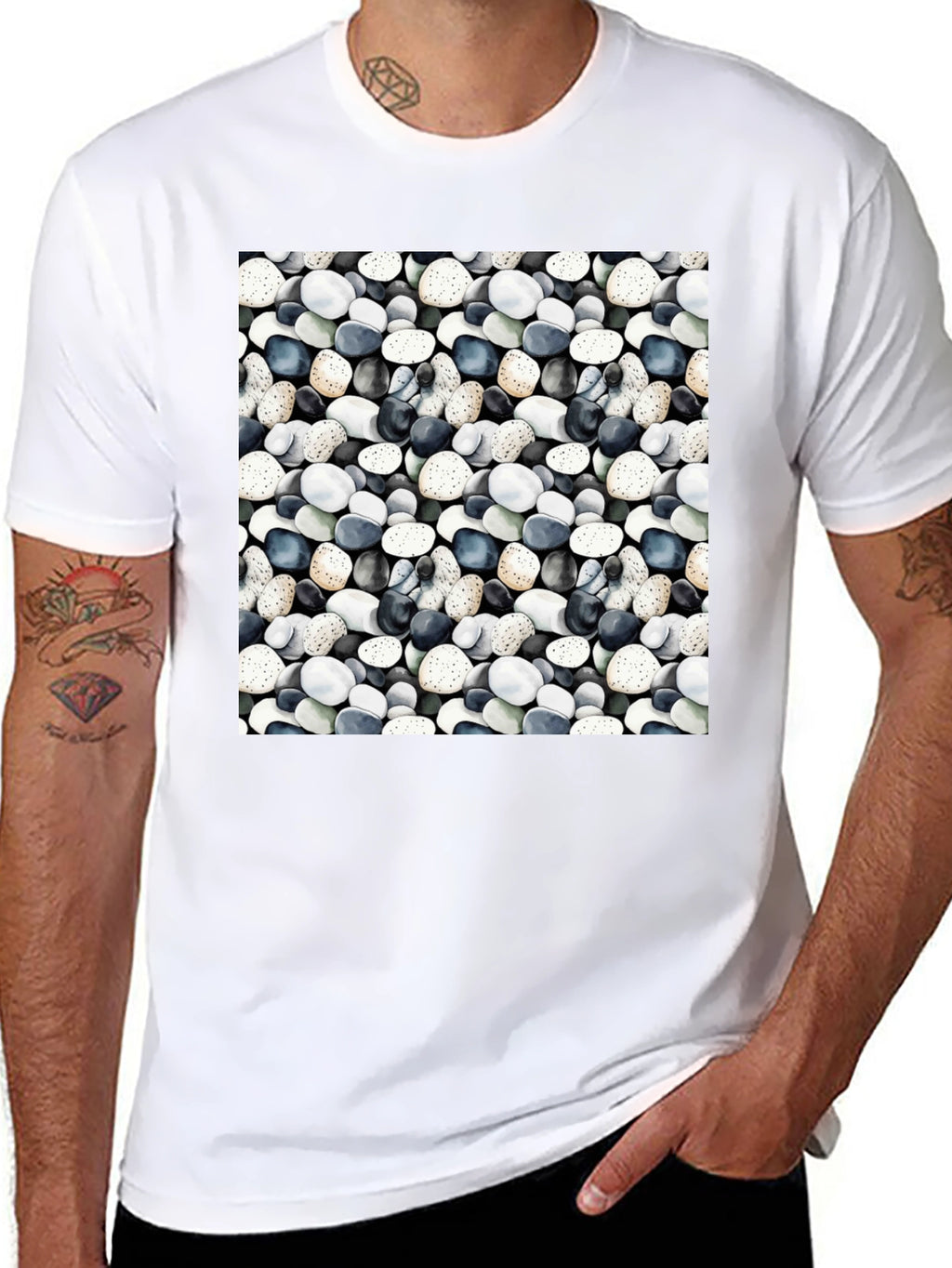 Pebble Print Black Casual Tee