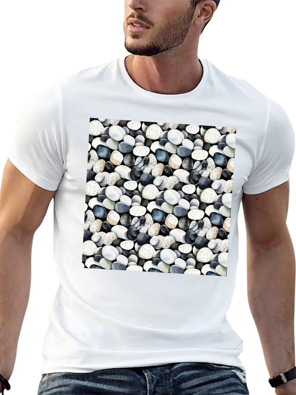 Pebble Print Black Casual Tee