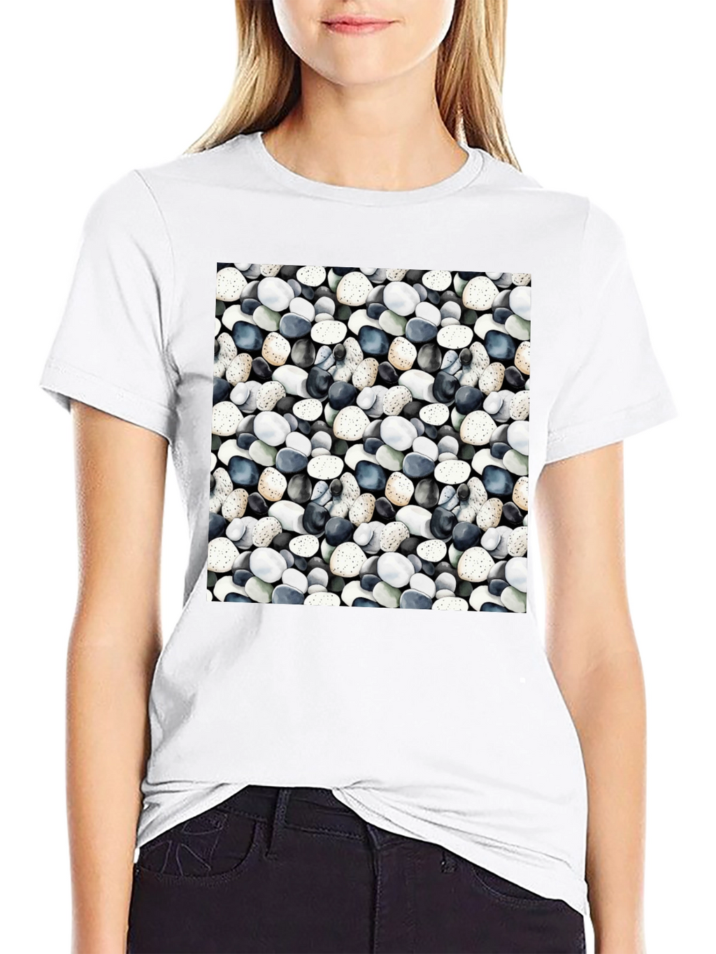 Pebble Print Black Casual Tee