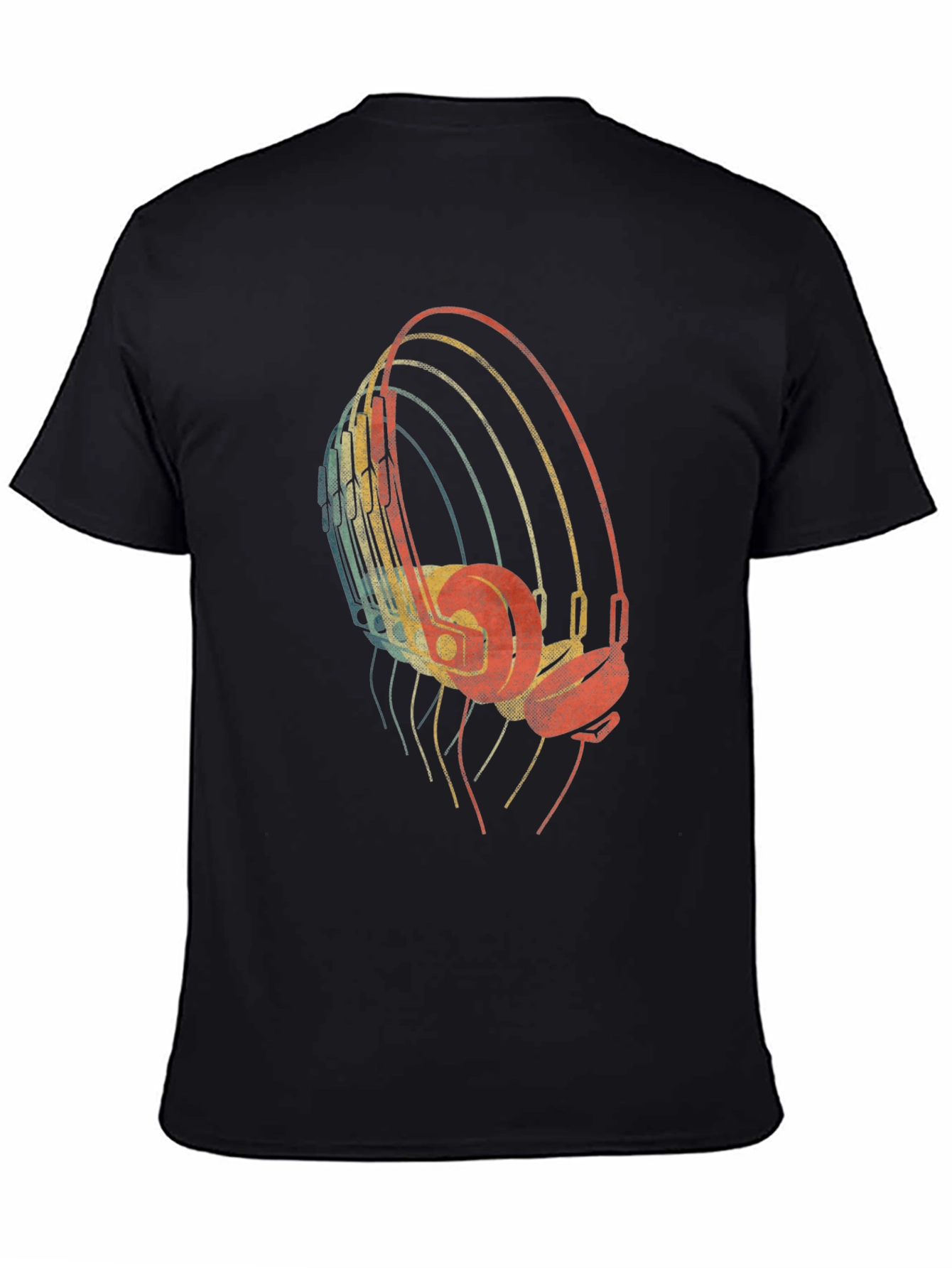 Retro Headphones Graphic Tee - Black T-Shirt