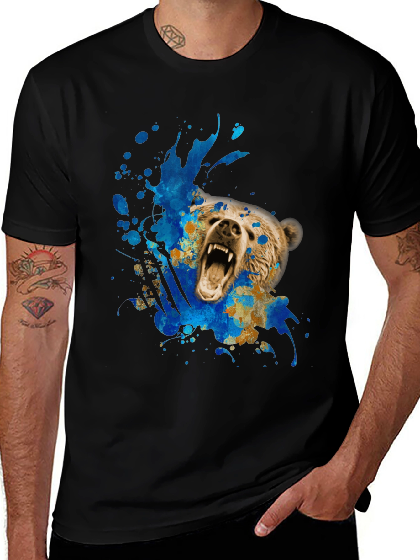 Bear Graphic Tee - Mens Black T-Shirt