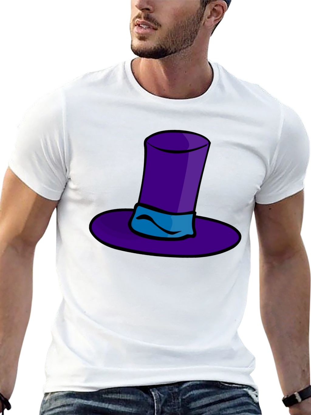 Whimsical Purple Hat Graphic Tee - Quirky Style