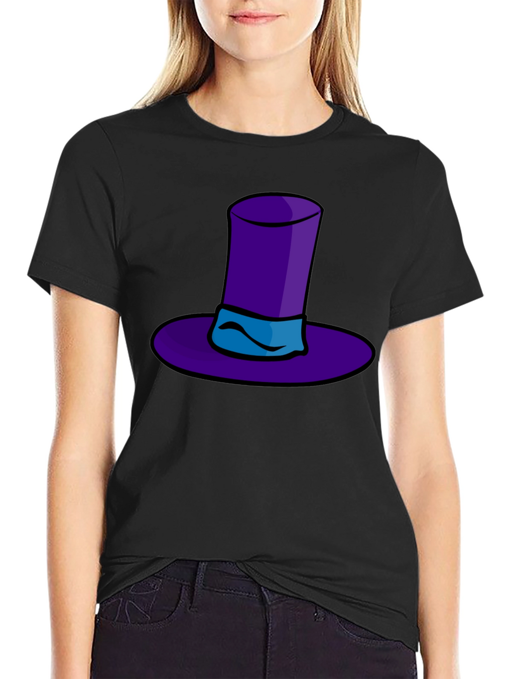 Whimsical Purple Hat Graphic Tee - Quirky Style