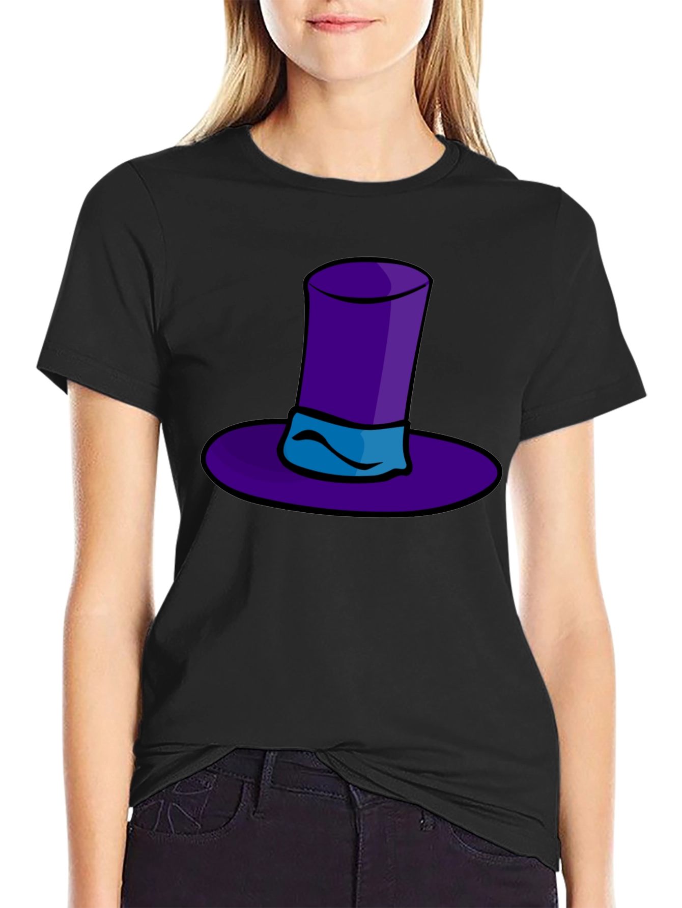 Whimsical Purple Hat Graphic Tee - Quirky Style
