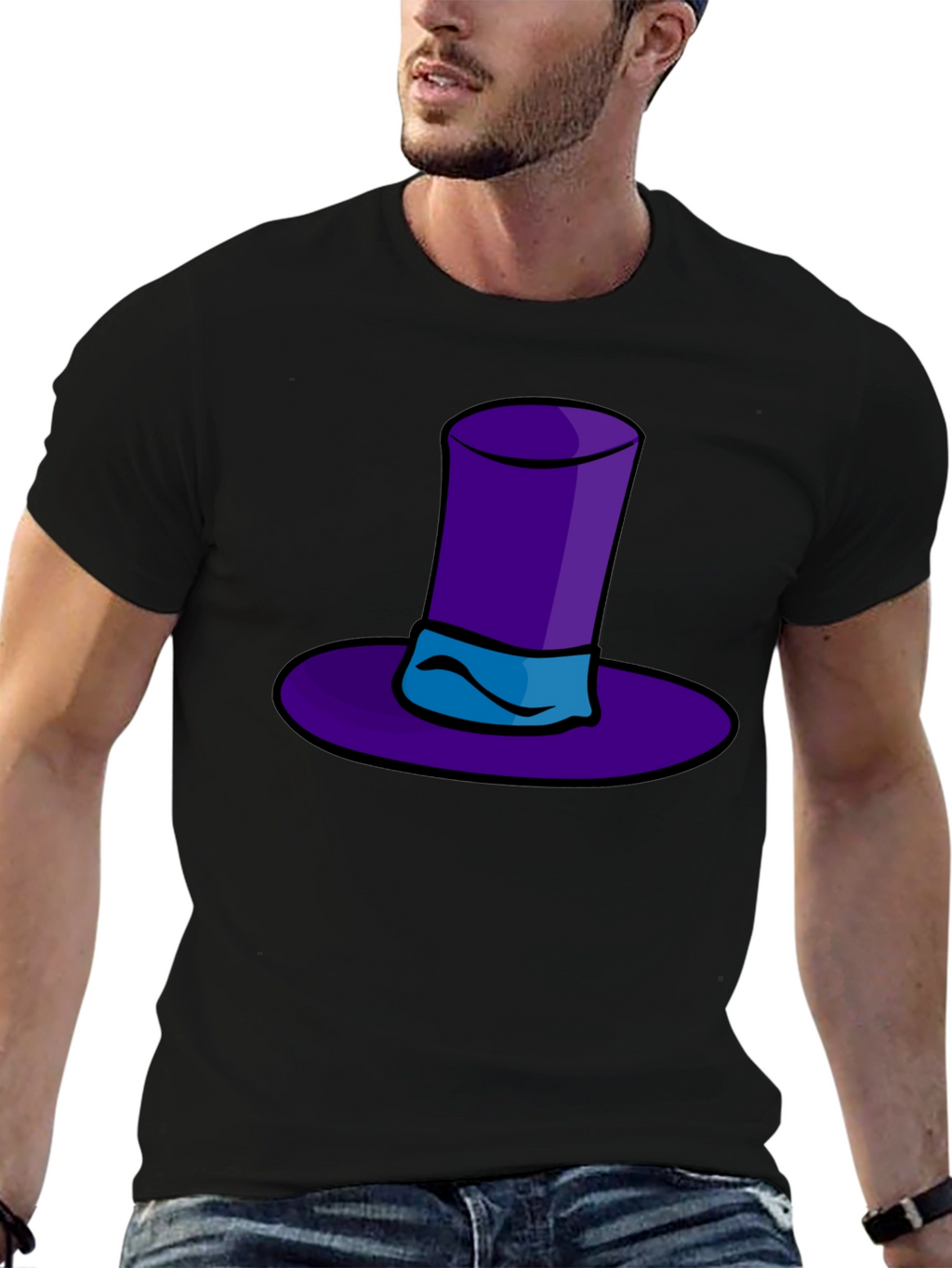 Whimsical Purple Hat Graphic Tee - Quirky Style