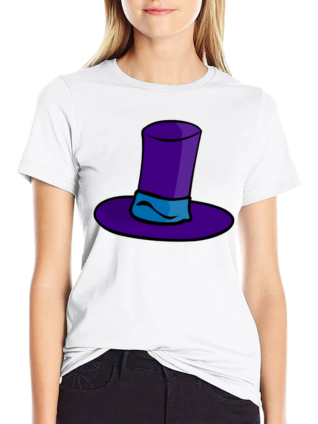 Whimsical Purple Hat Graphic Tee - Quirky Style