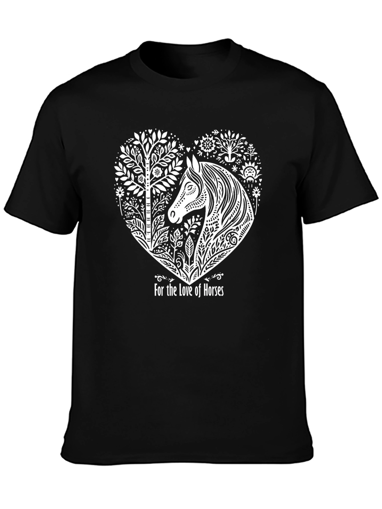 Horse Lovers Tee - Black Cotton T-Shirt