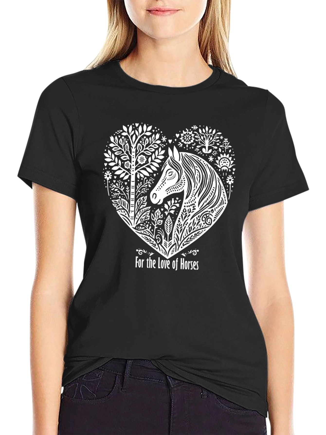 Horse Lovers Tee - Black Cotton T-Shirt