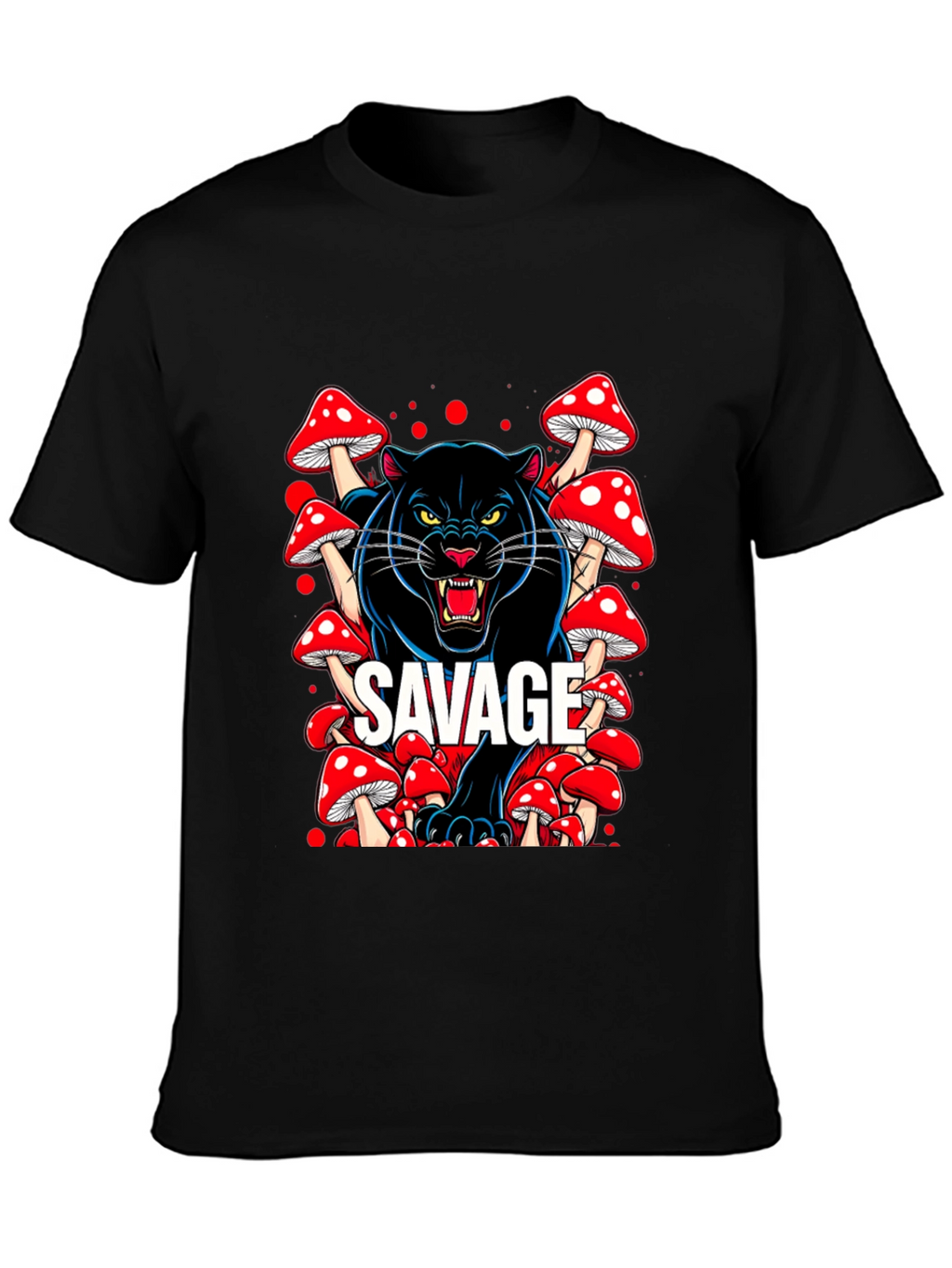 Savage Panther Mushroom Graphic T-Shirt