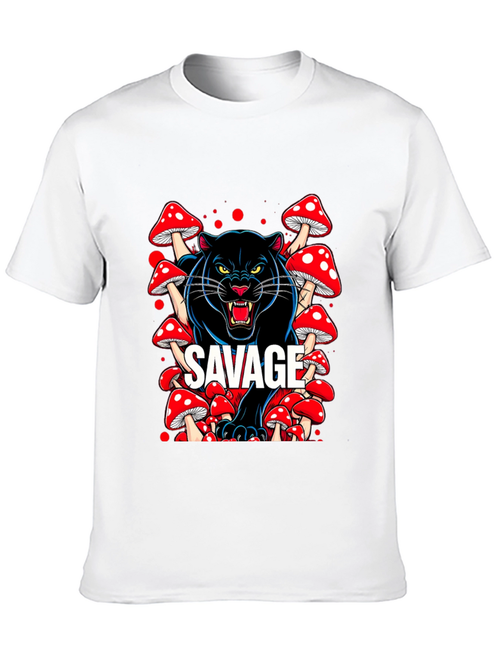 Savage Panther Mushroom Graphic T-Shirt