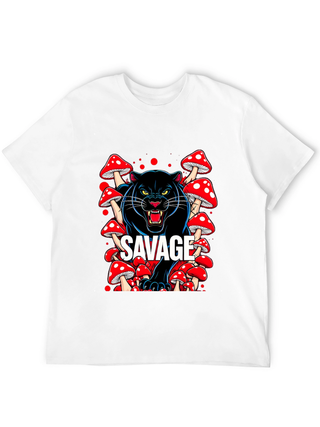 Savage Panther Mushroom Graphic T-Shirt