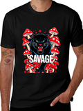 Savage Panther Mushroom Graphic T-Shirt