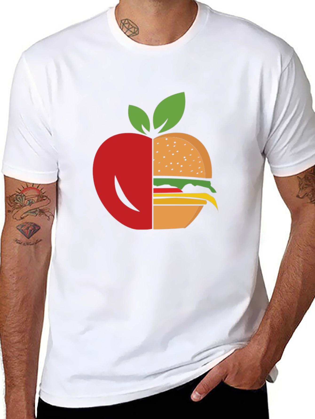 Apple Burger T-Shirt - Healthy Food Graphic Tee