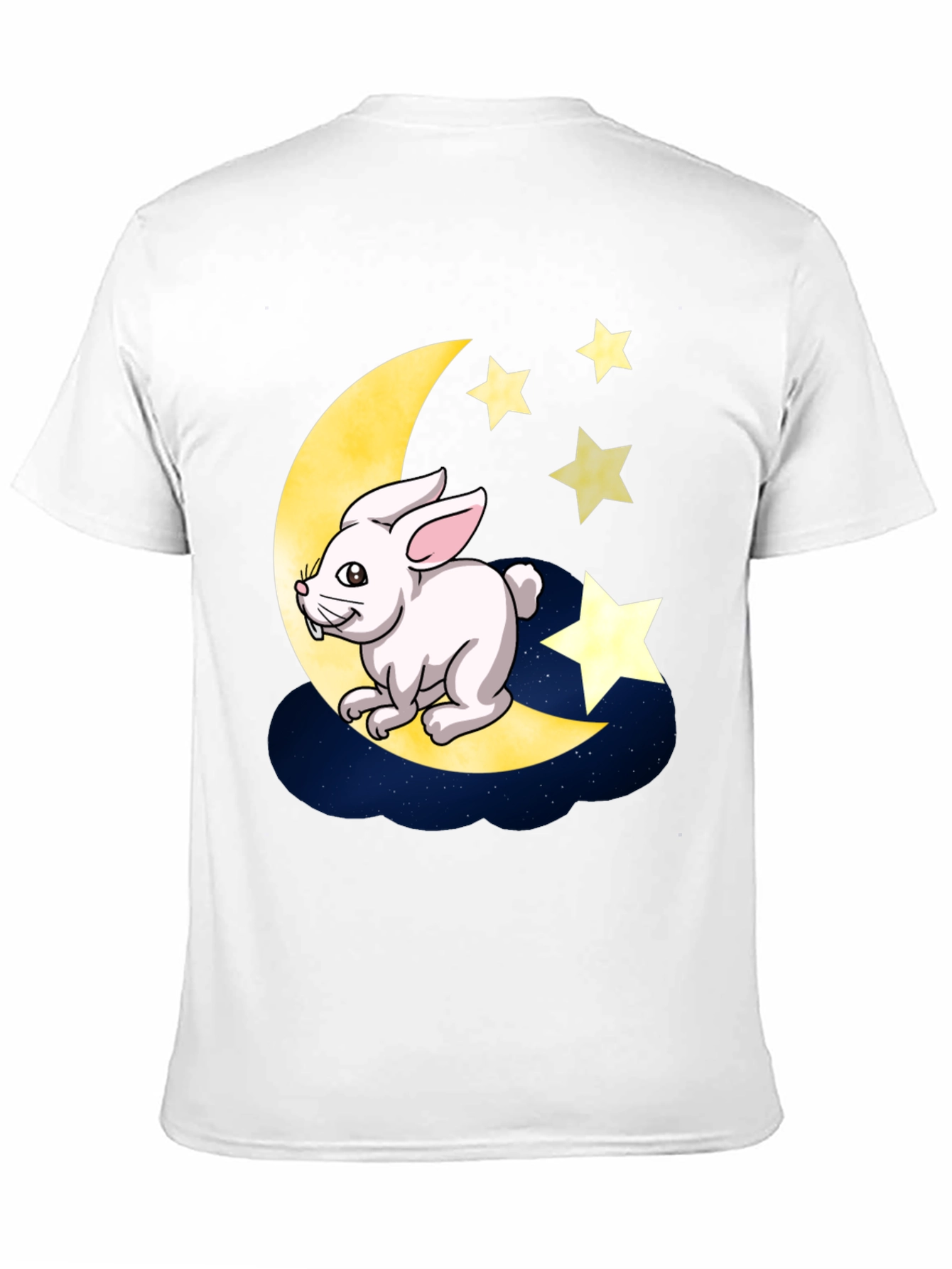 Moon Rabbit Graphic Tee - Black Cotton T-Shirt
