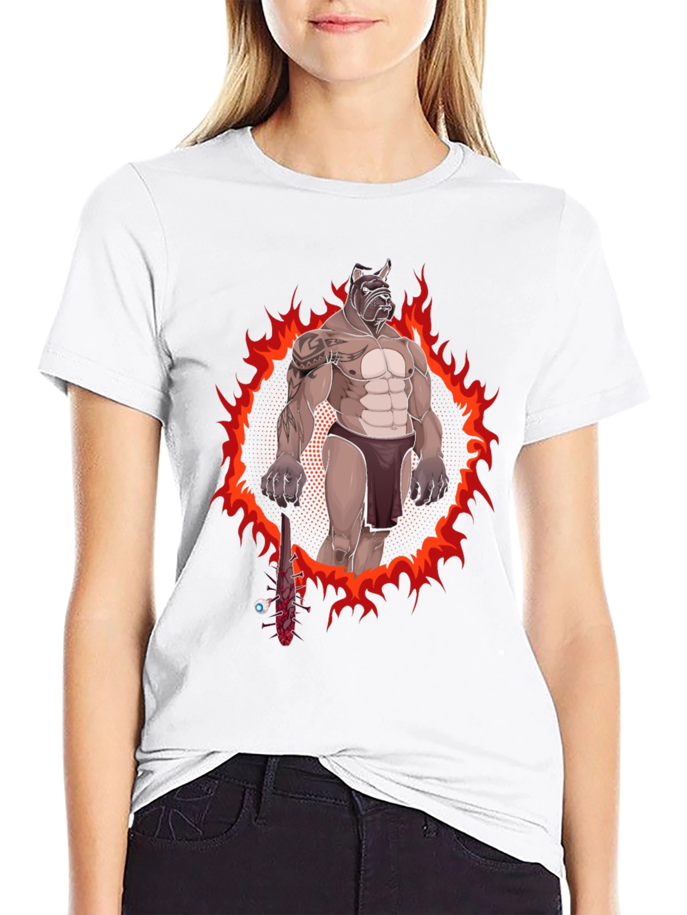 Black Graphic Tee - Dog Gladiator Design