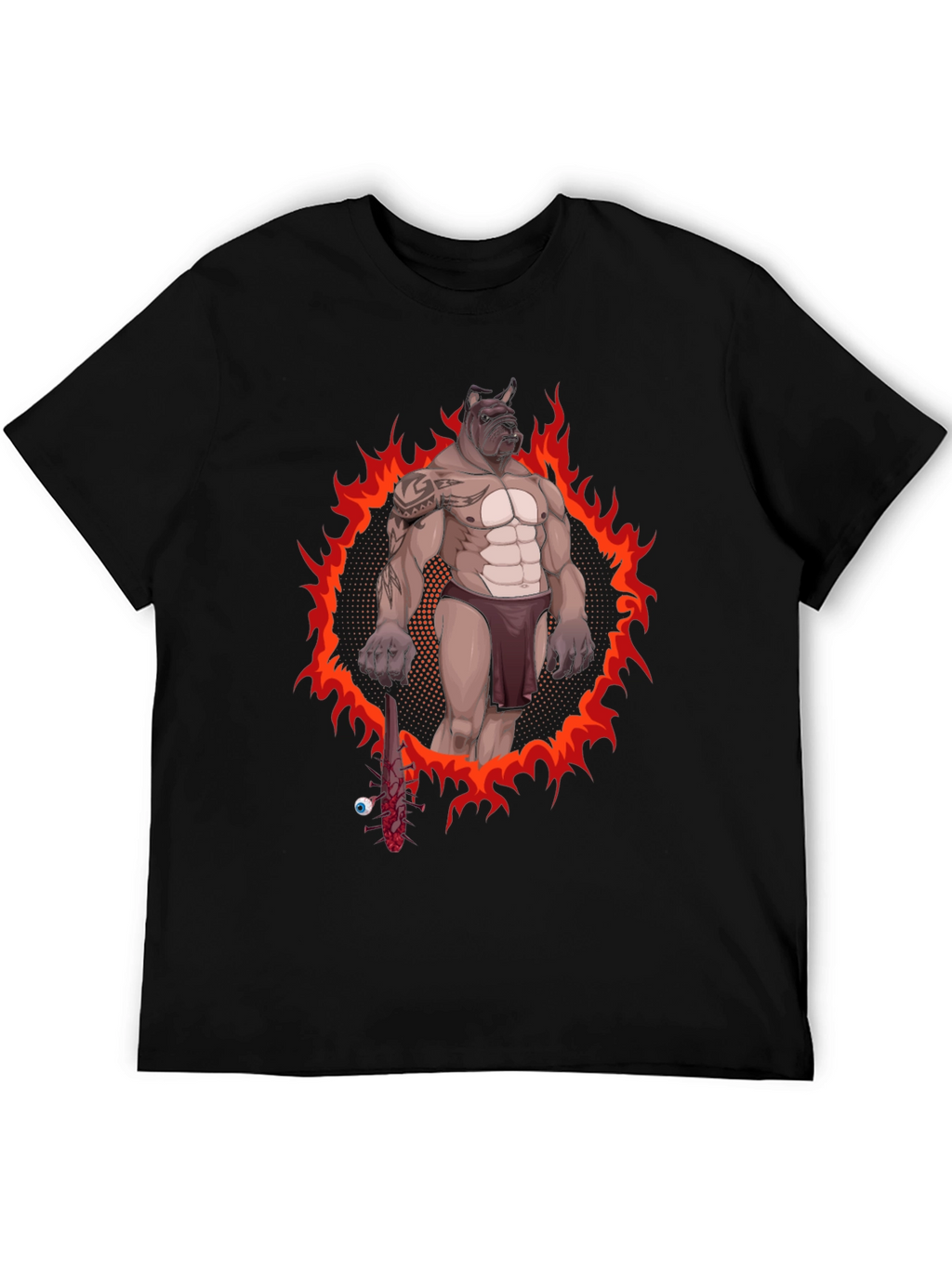 Black Graphic Tee - Dog Gladiator Design