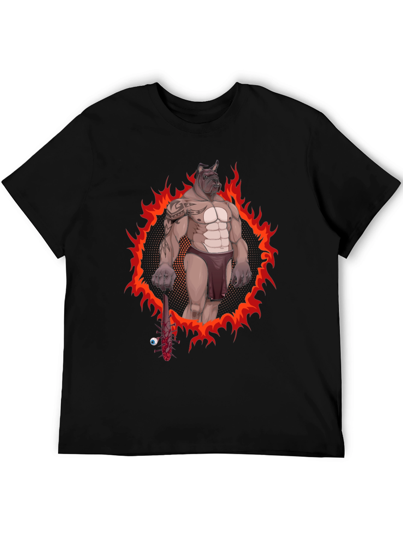 Black Graphic Tee - Dog Gladiator Design