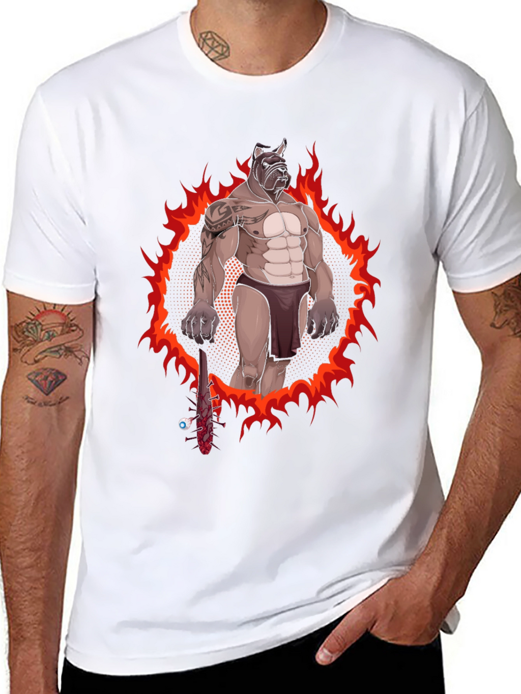 Black Graphic Tee - Dog Gladiator Design