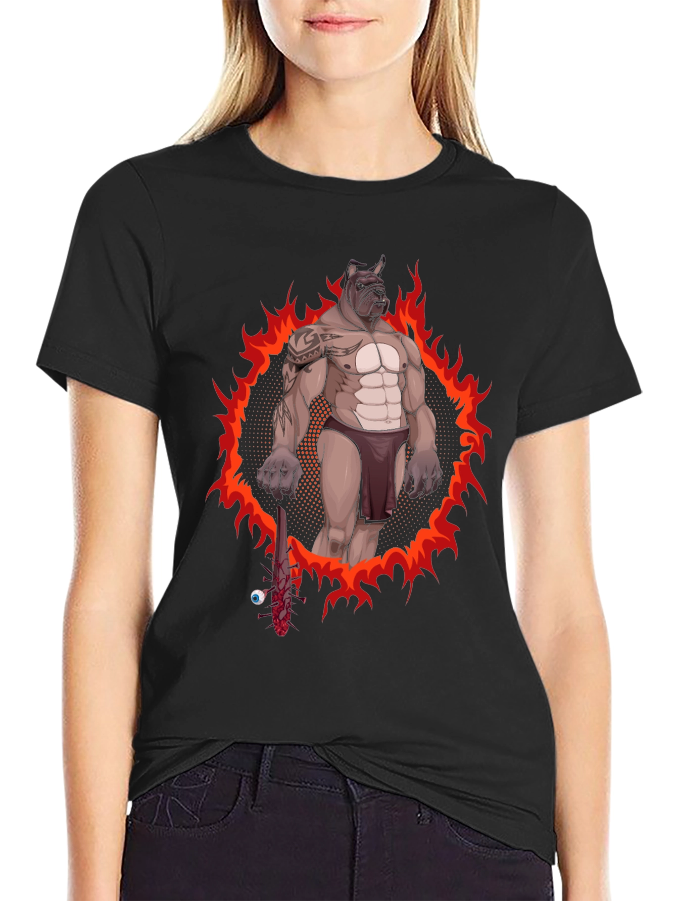 Black Graphic Tee - Dog Gladiator Design