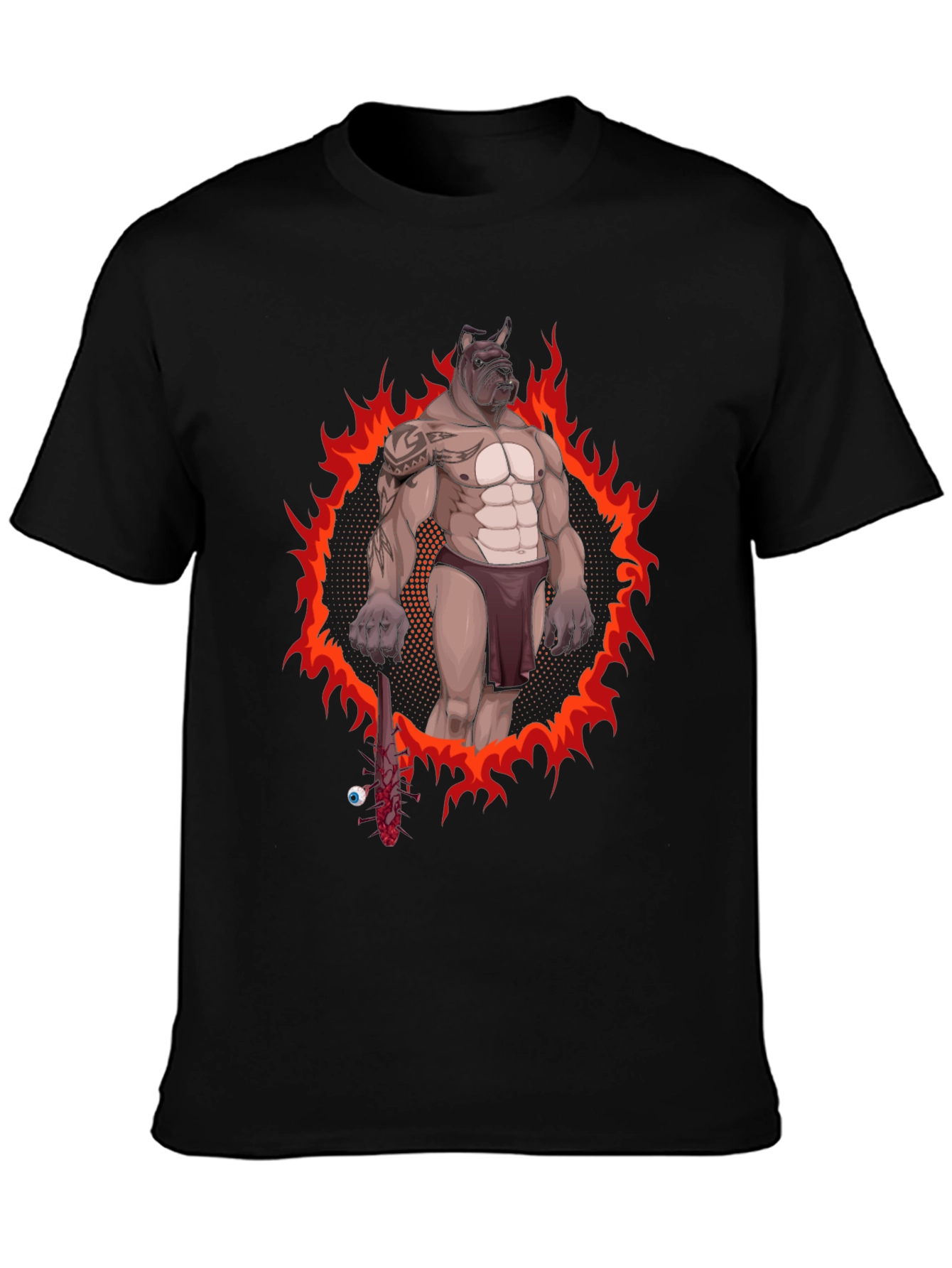 Black Graphic Tee - Dog Gladiator Design